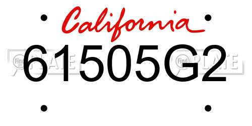 61505G2 California License Plate