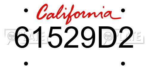 61529D2 California License Plate