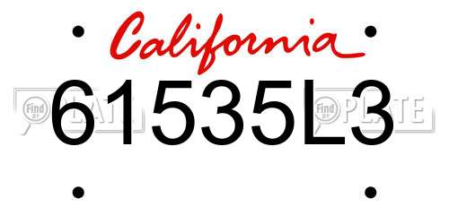 61535L3 California License Plate