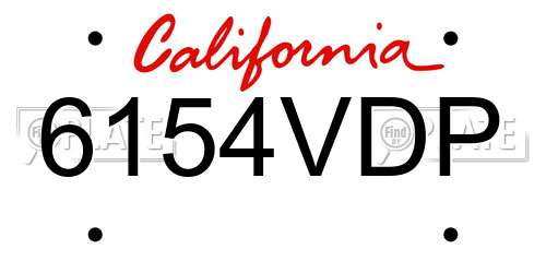 6154VDP California License Plate