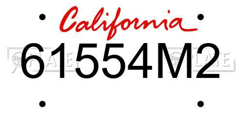 61554M2 California License Plate