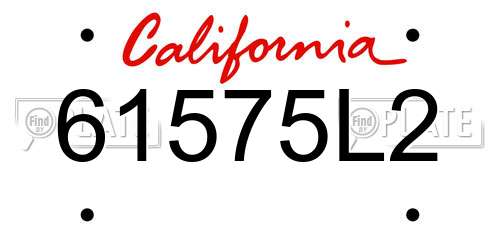 61575L2 California License Plate
