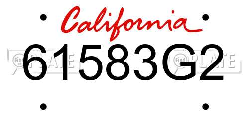 61583G2 California License Plate
