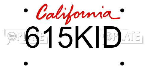 615KID California License Plate