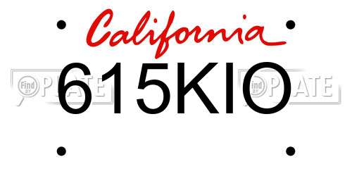 615KIO California License Plate