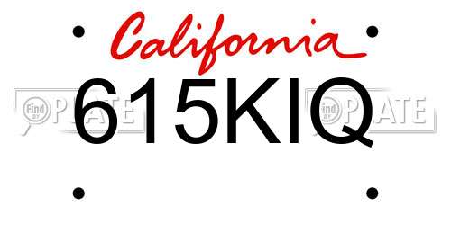 615KIQ California License Plate
