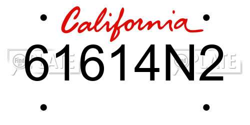 61614N2 California License Plate