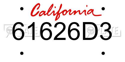 61626D3 California License Plate