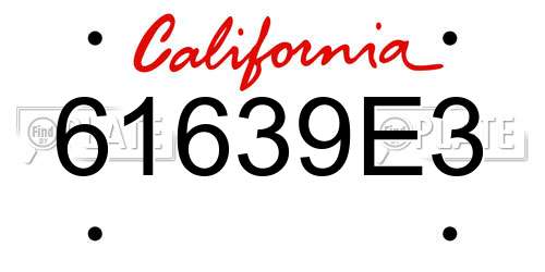 61639E3 California License Plate