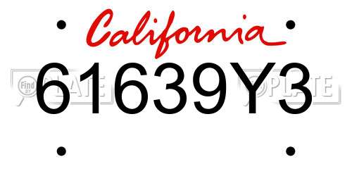 61639Y3 California License Plate