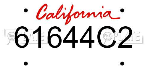 61644C2 California License Plate