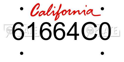 61664C0 California License Plate