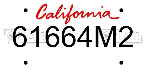 61664M2 California License Plate
