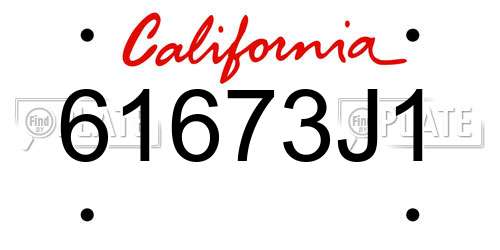 61673J1 California License Plate