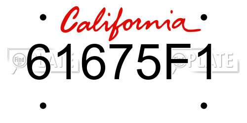 61675F1 California License Plate