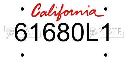 61680L1 California License Plate