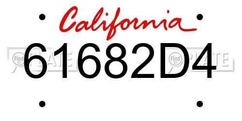 61682D4 California License Plate