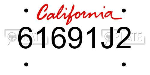 61691J2 California License Plate