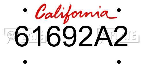 61692A2 California License Plate