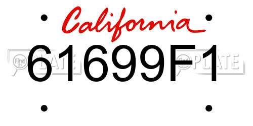 61699F1 California License Plate
