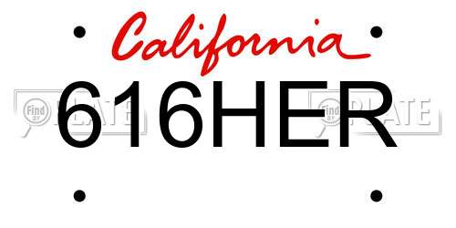 616HER California License Plate