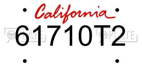 61710T2 California License Plate
