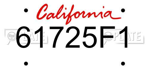 61725F1 California License Plate