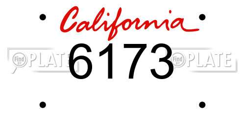6173 California License Plate