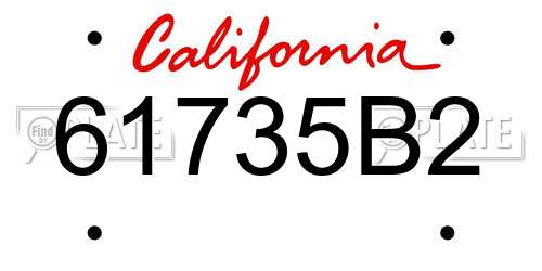 61735B2 California License Plate