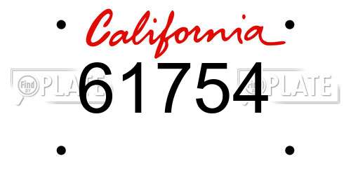 61754 California License Plate