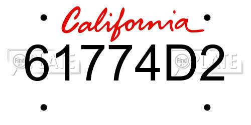 61774D2 California License Plate