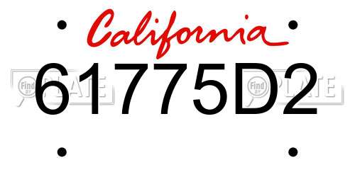 61775D2 California License Plate