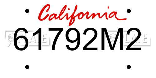 61792M2 California License Plate