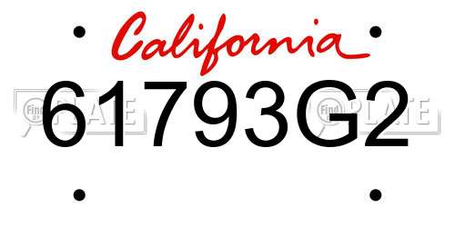61793G2 California License Plate
