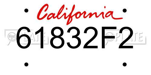 61832F2 California License Plate