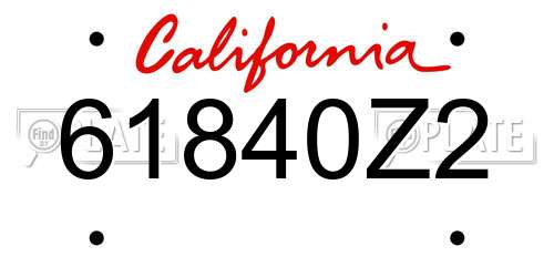 61840Z2 California License Plate