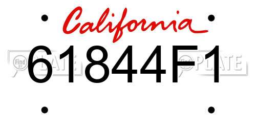 61844F1 California License Plate