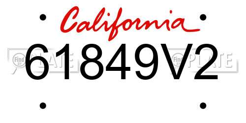 61849V2 California License Plate