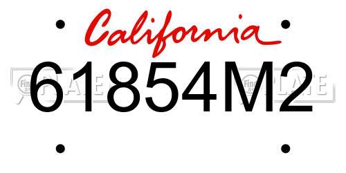 61854M2 California License Plate