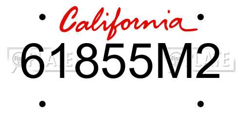 61855M2 California License Plate