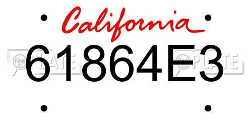 61864E3 California License Plate