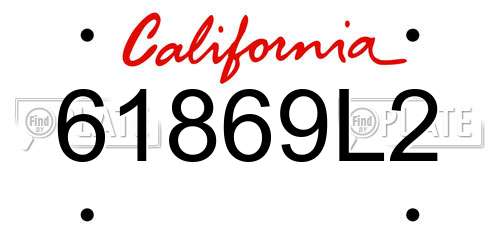 61869L2 California License Plate