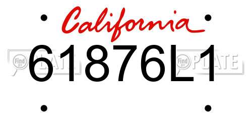 61876L1 California License Plate