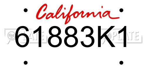 61883K1 California License Plate