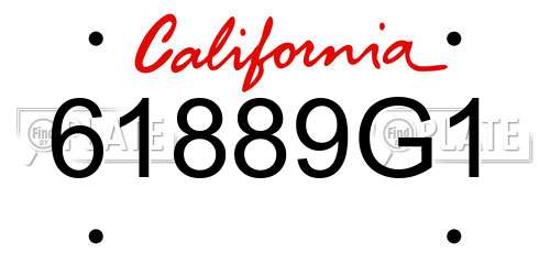 61889G1 California License Plate