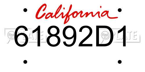 61892D1 California License Plate