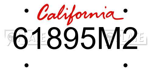 61895M2 California License Plate