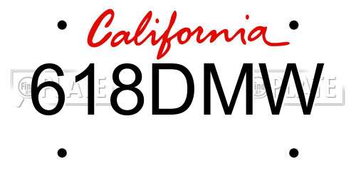 618DMW California License Plate