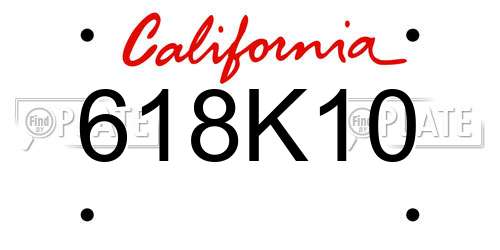 618K10 California License Plate