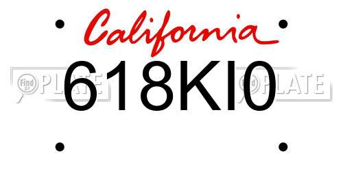 618KI0 California License Plate